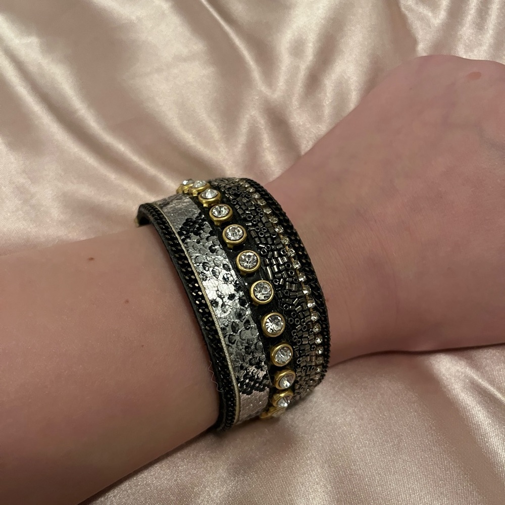 Faux leather stud bracelet